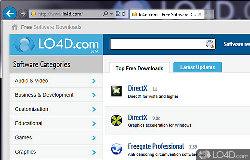 Screenshot of Internet Explorer 10 - Retrieved tabs and security improvements