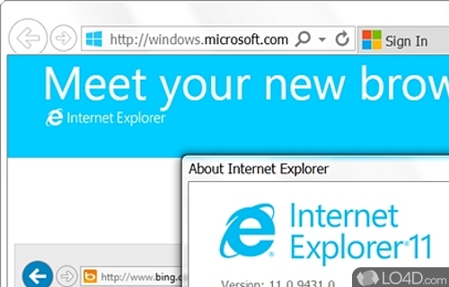 Screenshot of Internet Explorer 11 - Packs basic navigation tools as well as some goodies for developers