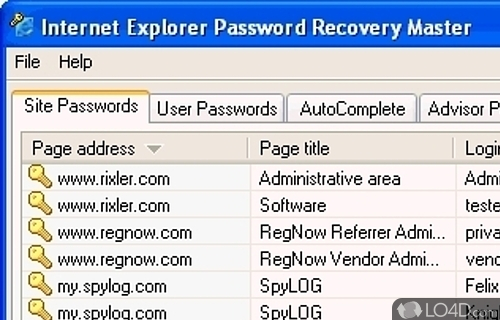 Internet Explorer Password Revealer Screenshot