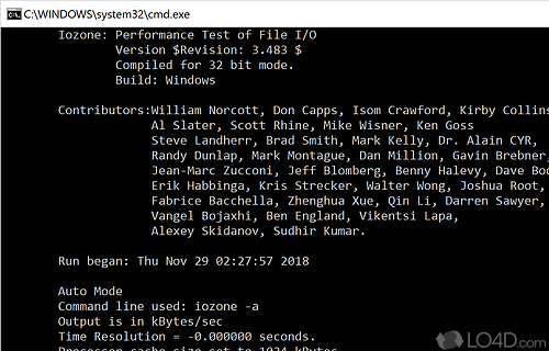 Command Line Interface (CLI) - Screenshot of IOzone