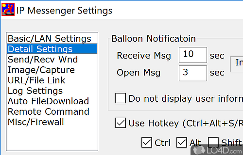 Lightweight and fairly customizable LAN messaging client - Screenshot of IP Messenger