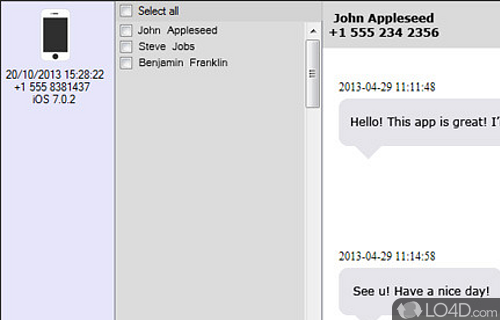 Screenshot of iPhone Text Messages - Piece of software that helps you extract text messages from iPhone's backup