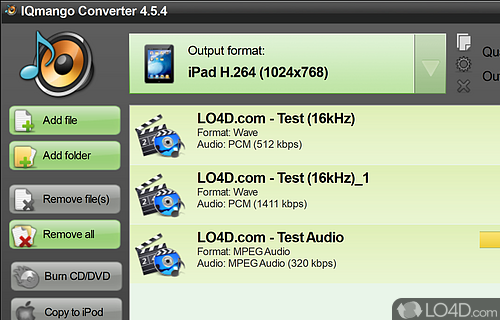 User interface - Screenshot of IQmango Audio Converter