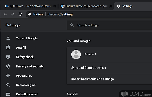 A Chromium based web browser with an extra layer of security - Screenshot of Iridium