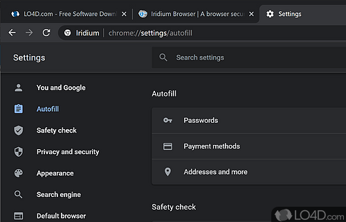 Browser focused on privacy - Screenshot of Iridium