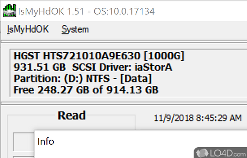 Test the performance of SSD, HDD, USB and SD storage devices - Screenshot of IsMyHdOK