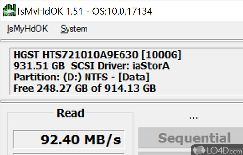 And use-friendly app to run benchmarking tests on SSD, HDD, SD card, USB stick and estimate their read and write speeds - Screenshot of IsMyHdOK