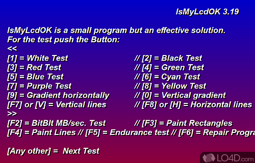 Enables users to verify LCD monitors for dead or stuck pixels through a standard series of tests - Screenshot of IsMyLcdOK