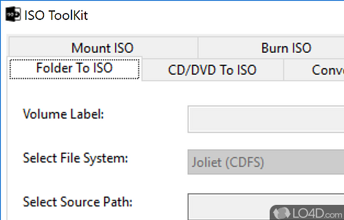 User interface - Screenshot of ISO Toolkit