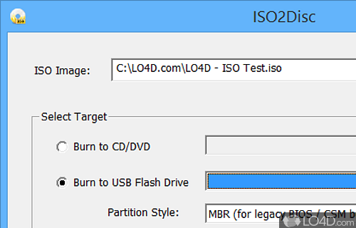 Screenshot of ISO2Disc - Burn ISO images to CD, DVD or USB drives