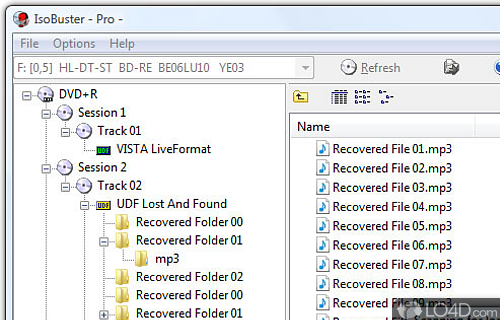 Screenshot of IsoBuster - Data recovery suite that can retrieve all kinds of data from malfunctioning storage media