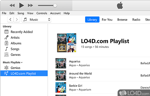 Enables you to manage contents such as music, movies, TV shows - Screenshot of iTunes