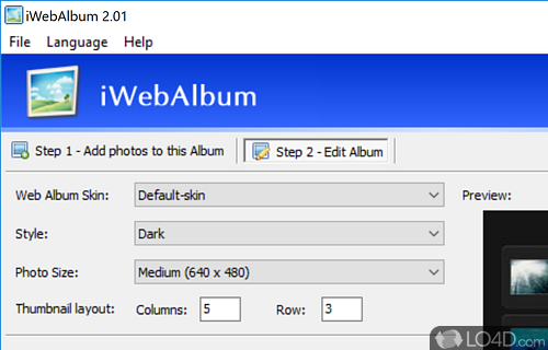Main functionality - Screenshot of iWebAlbum