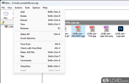 Can struggle with large files - Screenshot of IZArc