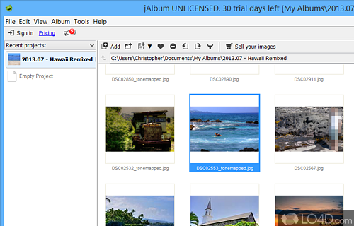 Importing photos, videos and other files - Screenshot of jAlbum