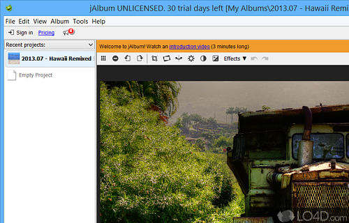 Create albums from image and video collections, edit the pictures using a wide range of tools, and publish the result - Screenshot of jAlbum