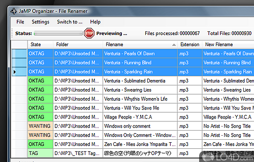 Screenshot of JaMP Organizer - Software utility that can rename audio files in batch