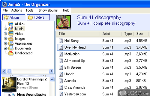 Screenshot of JeniuS - Organize your items in a folder tree