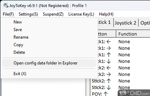 Doesn't require installation - Screenshot of Joy2Key