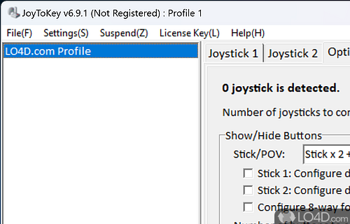 Enable the usage of joystick - Screenshot of Joy2Key