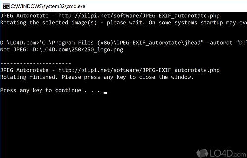 Screenshot of JPEG-EXIF autorotate - Auto rotate all images from a folder