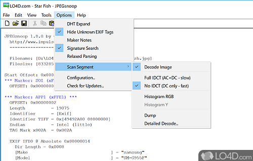 User interface - Screenshot of JPEGsnoop