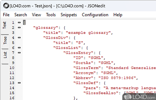 Easily create, parse and validate JSON scripts - Screenshot of JSONedit