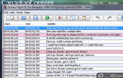 Screenshot of Jubler - Quickly create, modify or edit text-based subtitles with no effort, all thanks to this software utility