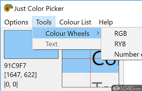 Readability and color wheel - Screenshot of Just Color Picker