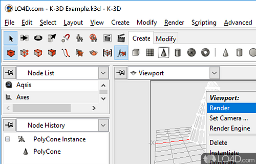 Powerful design and 3D rendering application - Screenshot of K-3D