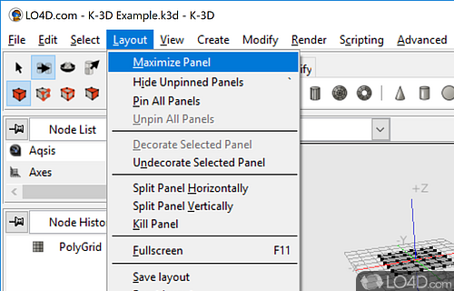 User interface - Screenshot of K-3D