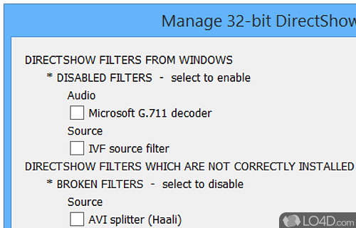 Scans your Windows system for broken filters and codecs - Screenshot of K-Lite Codec Tweak Tool