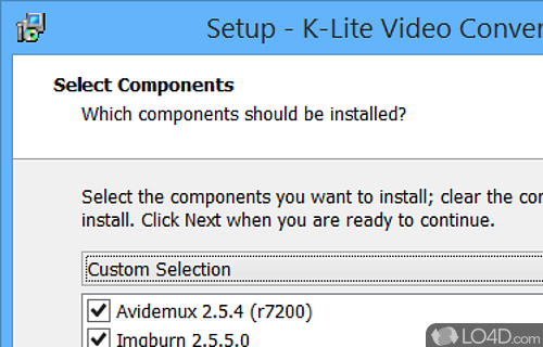 Software app that lets you install three programs that can be used for editing videos - Screenshot of K-Lite Video Conversion Pack