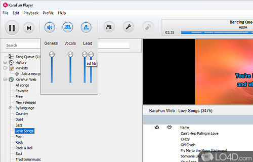 Rich library of customized songs - Screenshot of KaraFun Player