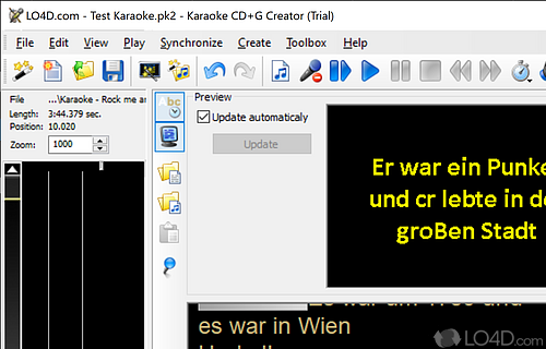 User interface - Screenshot of Karaoke CD+G Creator