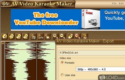 Screenshot of Karaoke Video Creator - Create own karaoke videos that contain transitions, the lyrics highlighted in tune with the music, custom backdrops