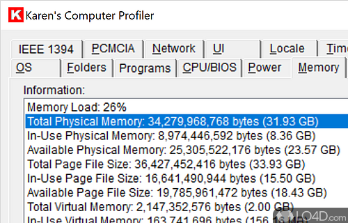 User interface - Screenshot of Karen's Computer Profiler