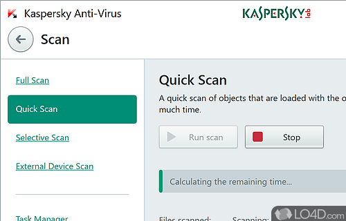 Multiple scan modes and in-depth configuration - Screenshot of Kaspersky Antivirus