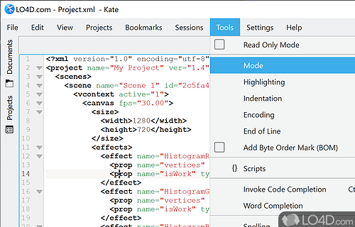 Vast selection of functions - Screenshot of Kate Editor