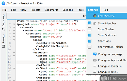 Complex text editor with a plethora of additional functions - Screenshot of Kate Editor