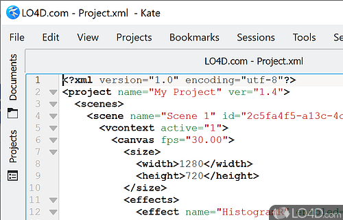 Text editor that features support for a wide variety of programming languages, syntax highlighting - Screenshot of Kate Editor