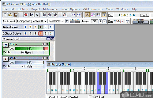 Screenshot of KB Piano - Turn computer into a piano to learn and practice music playing skills