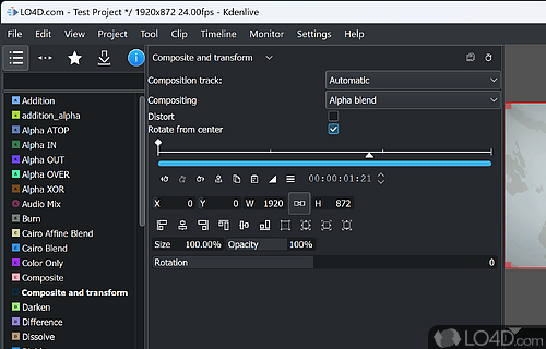 Project and app configuration menus - Screenshot of Kdenlive