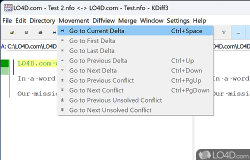 Free Software to Merge Two or More Text Input Files - Screenshot of KDiff3