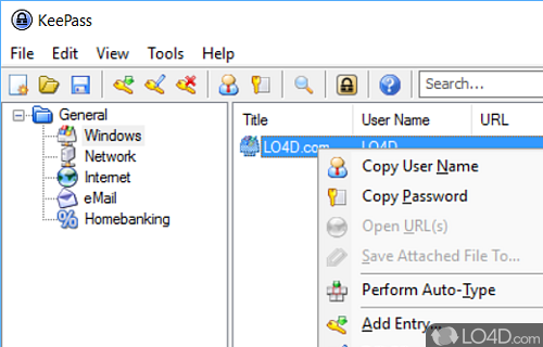 Manage passwords - Screenshot of KeePass Portable