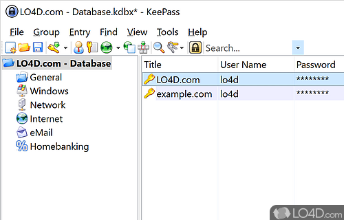 Screenshot of KeePass - Can manage passwords in a secure way