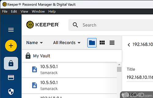 Store all passwords in a secure vault, set up a master password, back up data to the cloud so easily restore it - Screenshot of Keeper Password Manager