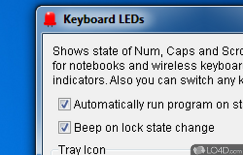 Screenshot of Keyboard LEDs - Caps, Num and Scroll lock indicator in the system tray and on the screen