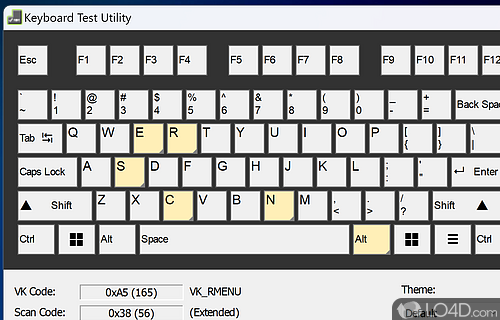 Screenshot of Keyboard Test Utility - Developed in order to provide you with an easy means of checking the health status of keyboard