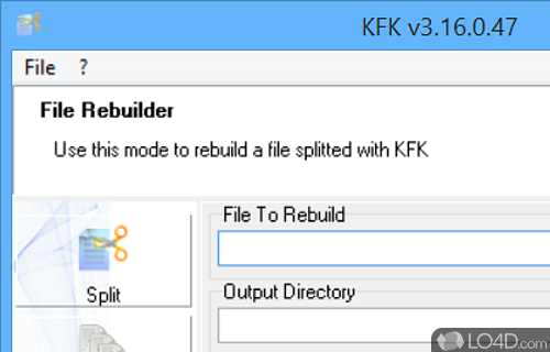 Split files according to custom specifications - Screenshot of KFK